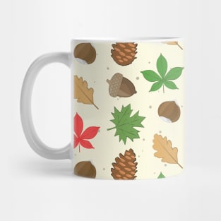 Colorful Autumnal Season - Nature Pattern on Bright Yellow Background Mug